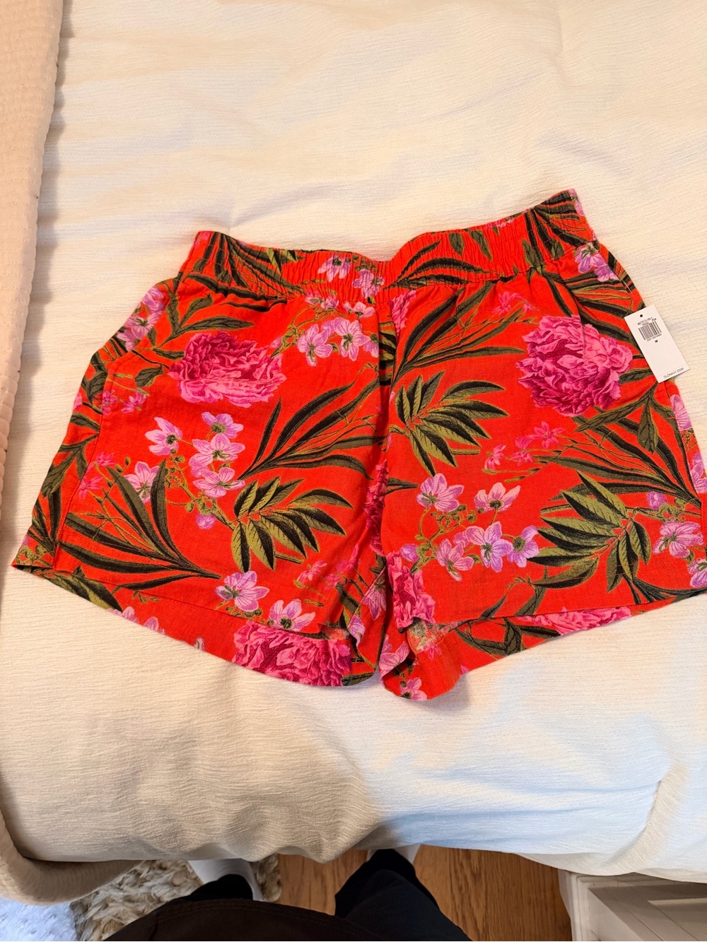 Old Navy Red Tropical Floral Swim-Style Shorts
